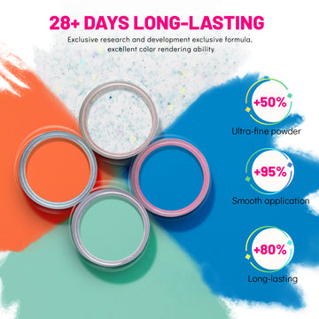Aokitec Dip Powder Nail Kit - Hot Pink Blue Neon  Vibrant Series